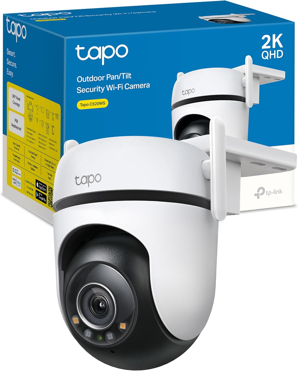 Cámara outdoor Tapo C520WS domo PTZ de 4 MP con protección IP66 y conexión WiFi.